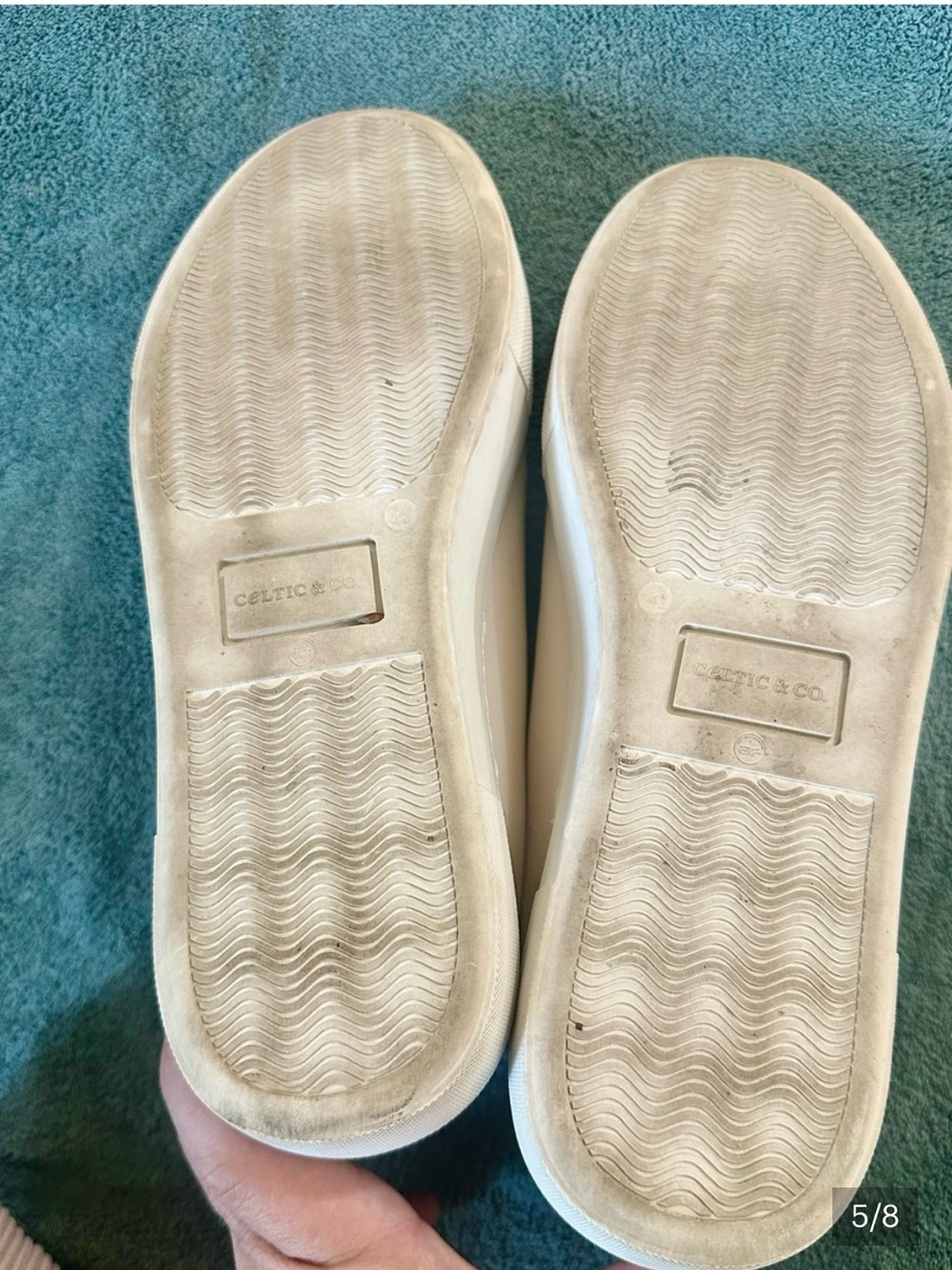 Celtic & Co Leather Platform Sneakers Cream Navy Lace Up EU 41 US 10 Minimalist - Picture 5 of 8
